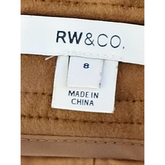 RW and Co. tan faux suede button down A-line mini skirt. Size 8 - Picture 5 of 6